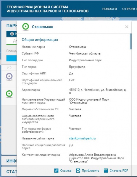Индустриальный парк «Станкомаш» включен в Геоинформационную систему индустриальных парков Индустриальный парк «Станкомаш» включен в Геоинформационную систему индустриальных парков